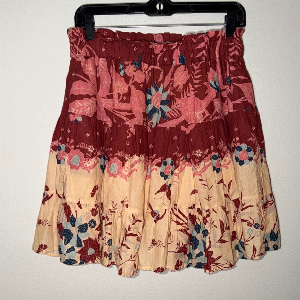 Othilia Floral Tiered Boho Flowy Mini Skirt Cottagecore